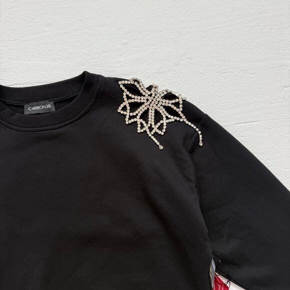 Carbon38 Black Rhinestone Cut Out Sweatshirt, Size Small - Picture 2 of 9